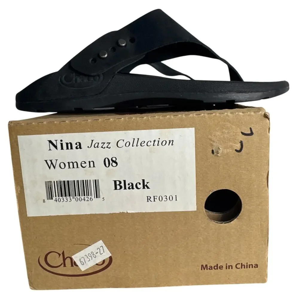 Chaco Nina Jazz Collection Sandals Black Adjustable Comfort Outdoor size 8